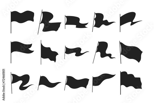 Set of Flag silhouette icon collection. Set of black flag icons. Vector illustration. Race Flag icon collection, vector illustration.
