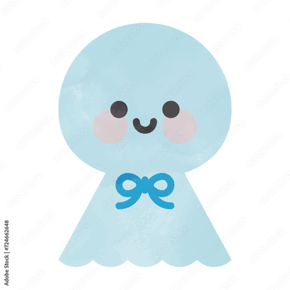 てるてる坊主の水彩イラスト