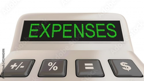 Calculate Your Expenses Costs Budget Calculator Finances Word 3d Animation photo