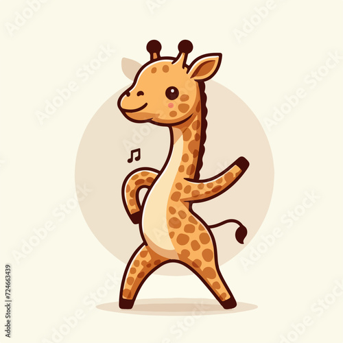 cute little dancing giraffe cartoon character mascot