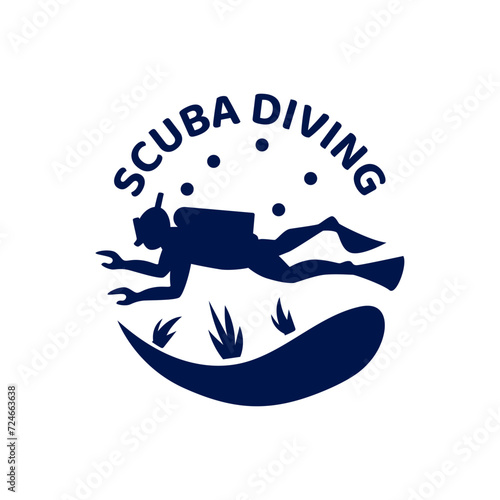 Scuba diving logo design, perfect for diving school and under water adventure logo design