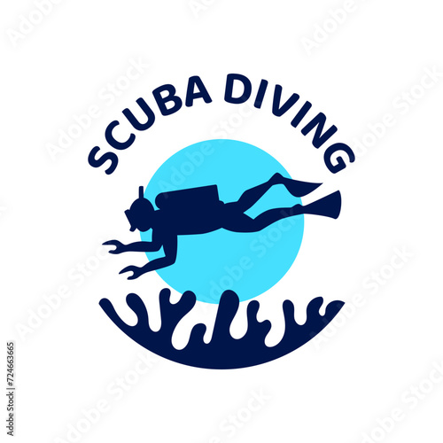 Scuba diving logo design, perfect for diving school and under water adventure logo design