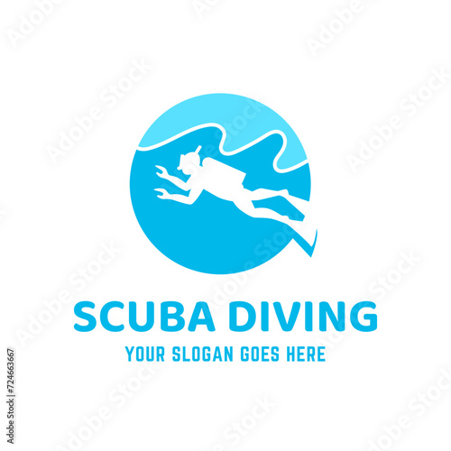 Scuba diving logo design, perfect for diving school and under water adventure logo design