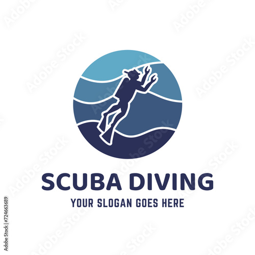Scuba diving logo design, perfect for diving school and under water adventure logo design