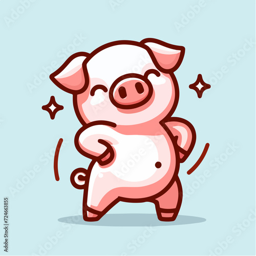 cute pig cartoon character mascot