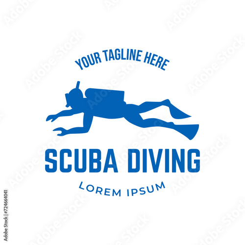 Scuba diving logo design, perfect for diving school and under water adventure logo design