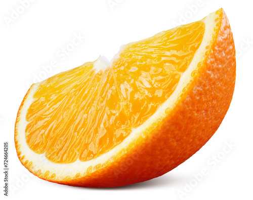 Orange slice isolated. Cut orange on white background. Orange fruit piece with clipping path. Full depth of field. © Tim UR