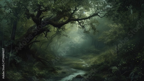 The forest is dangerous and full of darkness  Filled with twisted tree branches and eerie mist