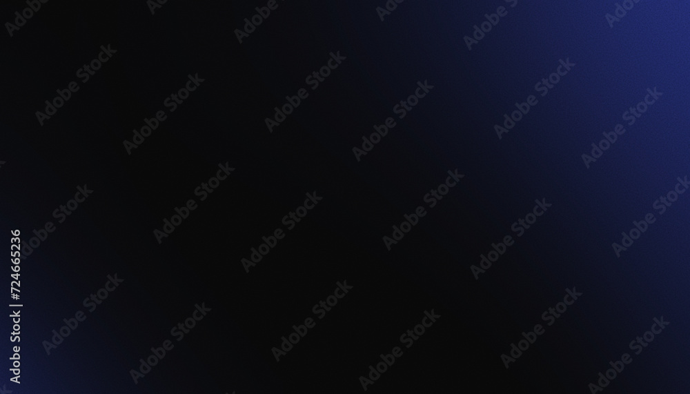 Abstract noisy minimalistic background. Grainy black and blue gradient header design concept. Color light spot in the dark.