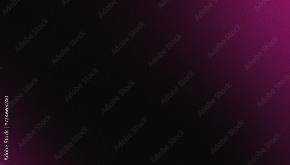 Abstract noisy minimalistic background. Grainy black and purple gradient header design concept. Color light spot in the dark.
