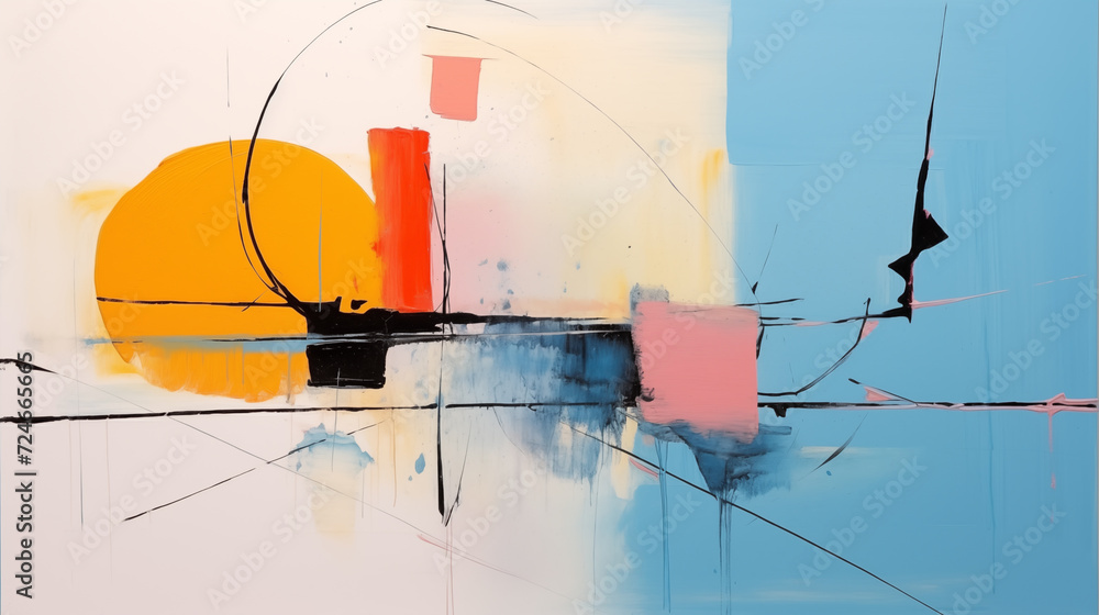 Abstract Art of Colorful Strokes and Shapes