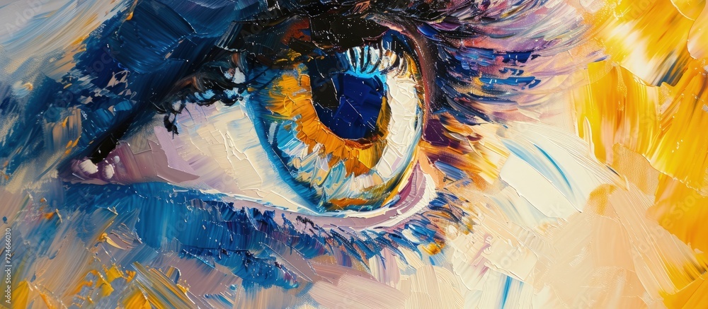 Abstract illustration eye with oil painting style. Generated AI image
