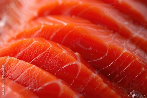 Extreme close up of trout or salmon fish fillet meat texture in a macro photo suitable for an online store or advertising content