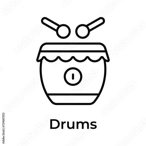 Chinese Traditional Musical Drum with rattles vector design, editable icon