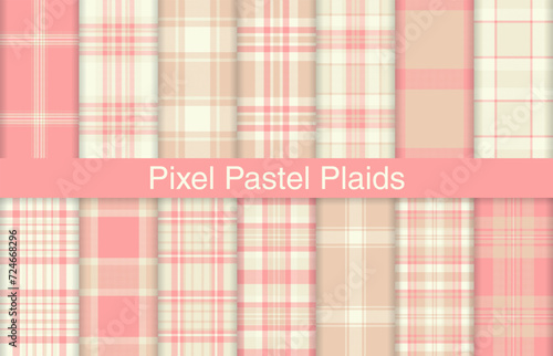Pixel plaid bundles, textile design, checkered fabric pattern for shirt, dress, suit, wrapping paper print, invitation and gift card.