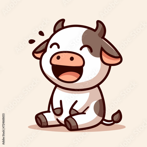 cute cow cartoon character mascot feel happy