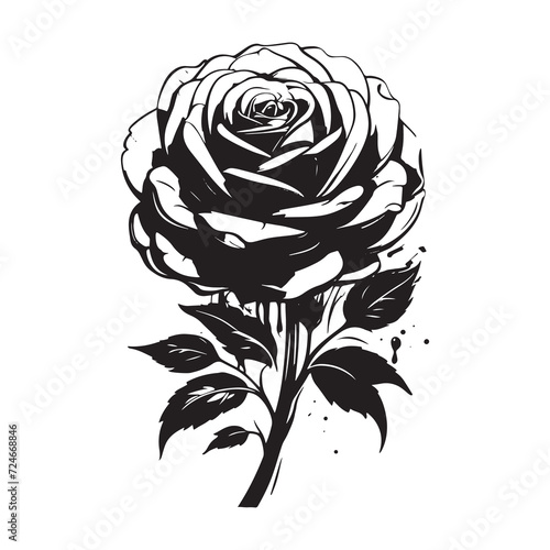 vector flat design rose silhouette
