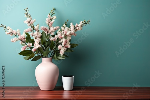 Wallpaper Mural Serene Blossoms in Vase - Moment of Tranquility on Wooden Surface Torontodigital.ca