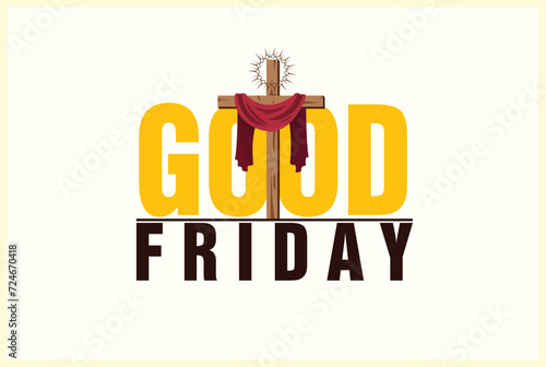 Vector illustration Good Friday with Jesus and cross editable post banner template 