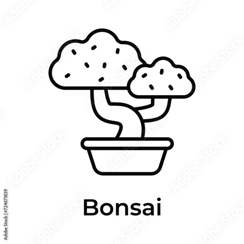 Bonsai tree vector design in trendy style isolated on white background