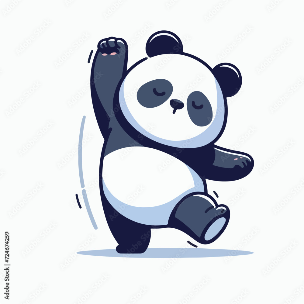Naklejka premium cute little panda dancing cartoon character mascot