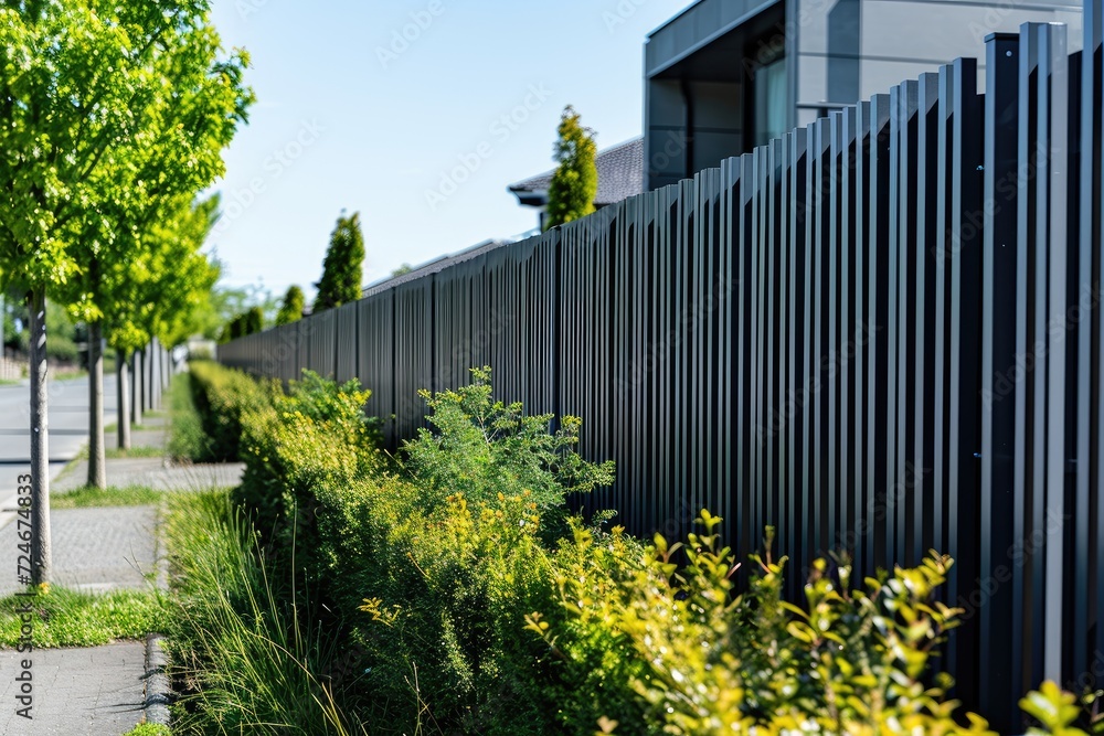 Modern high aluminum slats suburban home fence for protecting the view Modern high aluminum slats suburban home fence for protecting the view