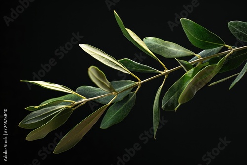 Olive branch isolated on dark background