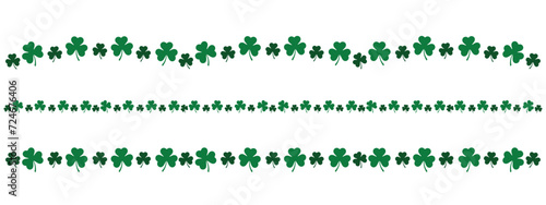 clover leaf border line, set of green shamrock dividers for saint Patrick day, horizontal decorative vector elements photo