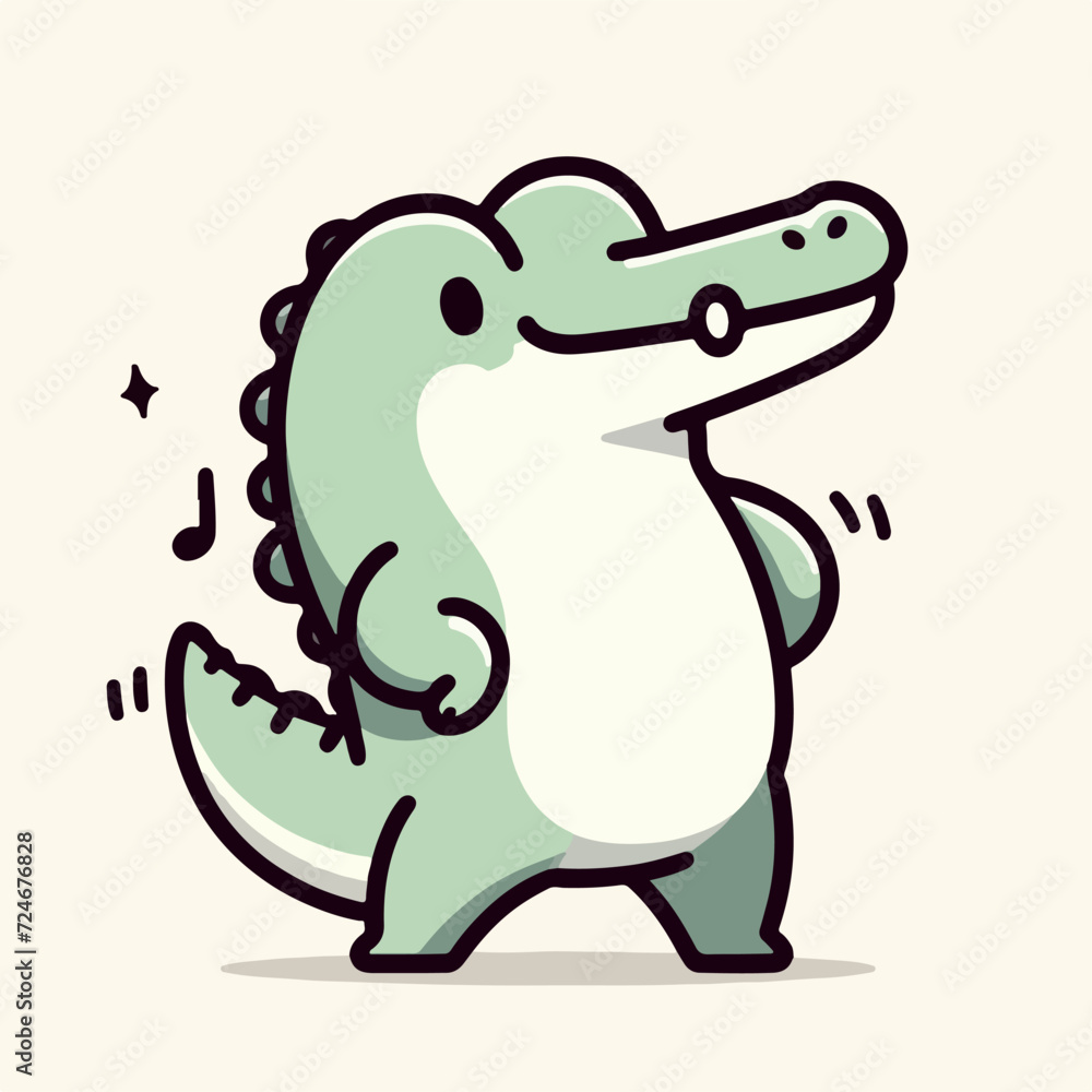 Obraz premium cute fat crocodile cartoon character mascot