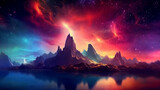 Fantasy planet , night sky on background. AI Generative