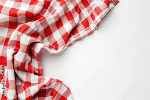 Red and white checkered napkin against a white backdrop