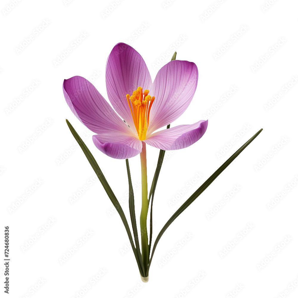 Saffron Crocus flower isolated on transparent background