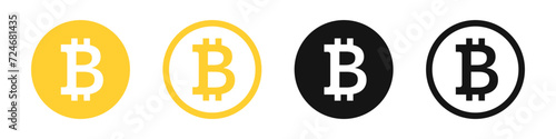 Bitcoin vector icons. BTC icons. Bitcoin Cryptocurrancy. Bitcoin token