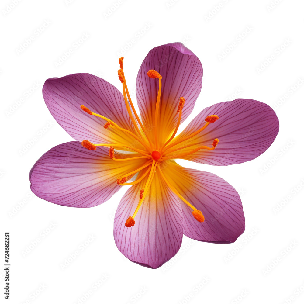 Saffron Crocus flower isolated on transparent background