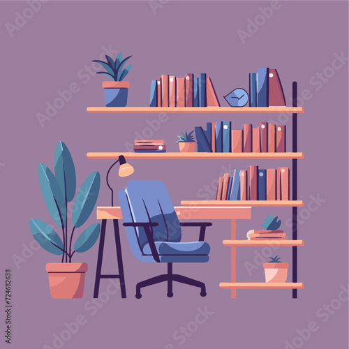 Home study room with books vector