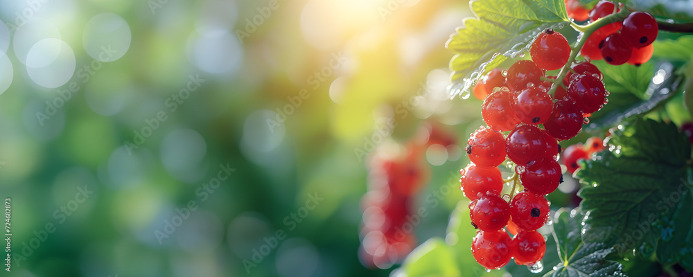 Farming concept - red currant berries growing on bunch Farming concept - red currant berries growing on bunch