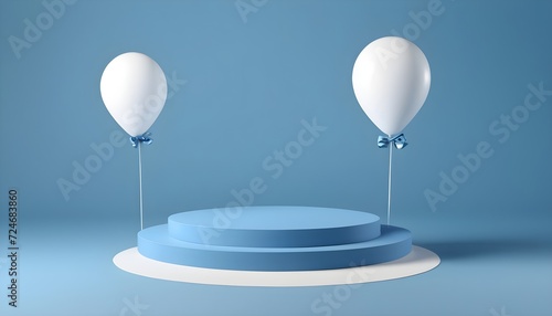 3d render of a podium with balloons © shivraj