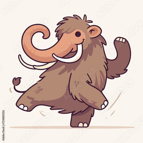 cute dancing ancient mammoth cartoon character mascot