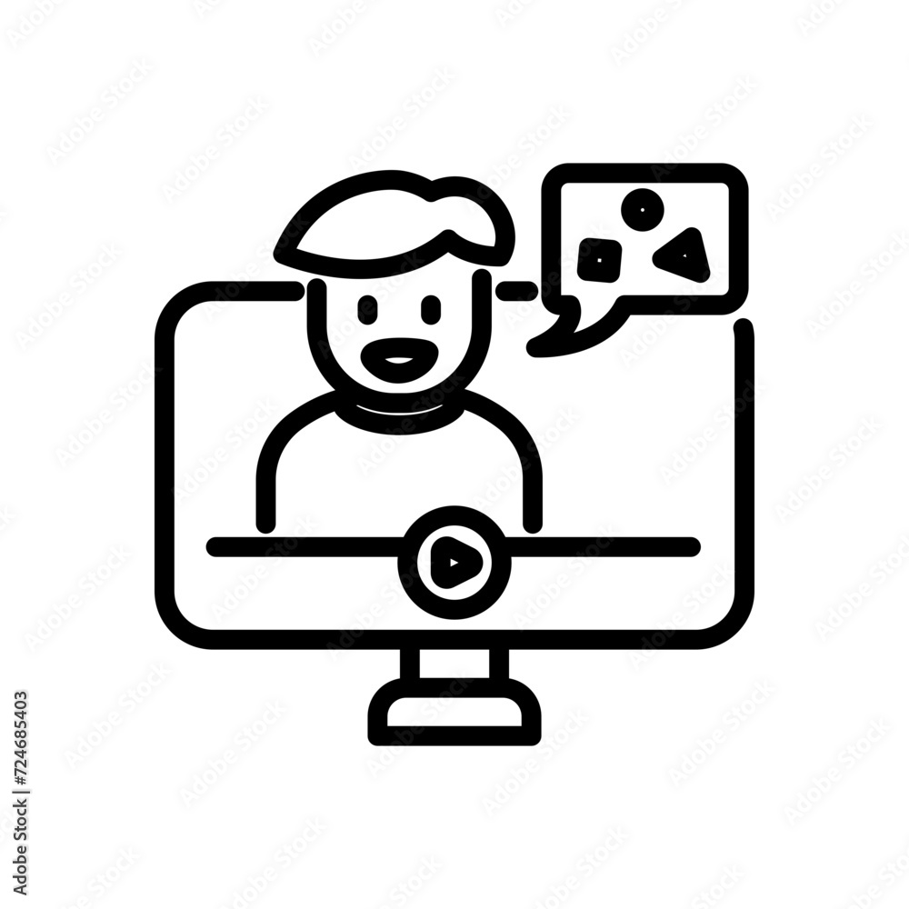tutorial video icon vector in line style tutorial video icon vector in line style