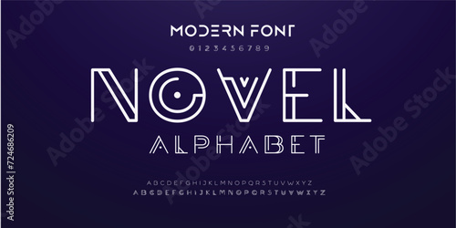 Double line monogram alphabet and tech fonts. Lines font regular uppercase and lowercase. Vector illustration. photo