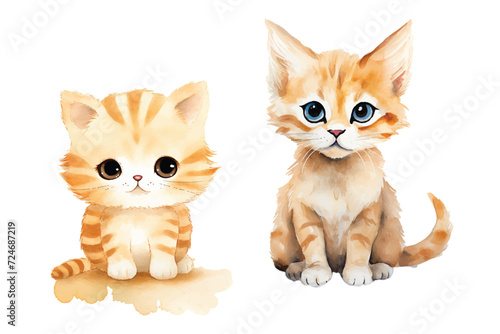 watercolor of cute cat vector illustration