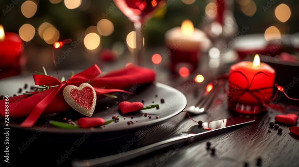 Valentine's Day table setting with candles