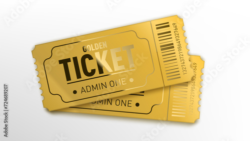 Glossy Golden Ticket Invite Template On White