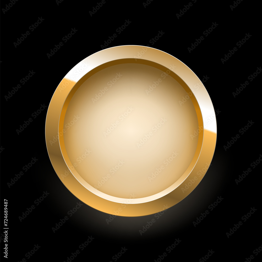 Golden Ring Decorative Frame Or Button On Black Golden Ring Decorative Frame Or Button On Black