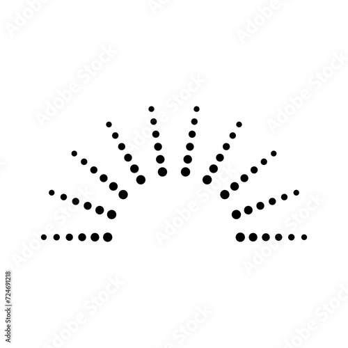 Half sunburst dotted vector icon