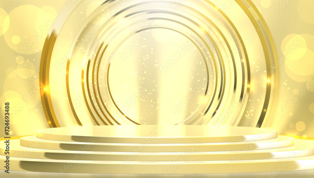 Obraz premium Luxury Product Podium Gold Circles With Glitter