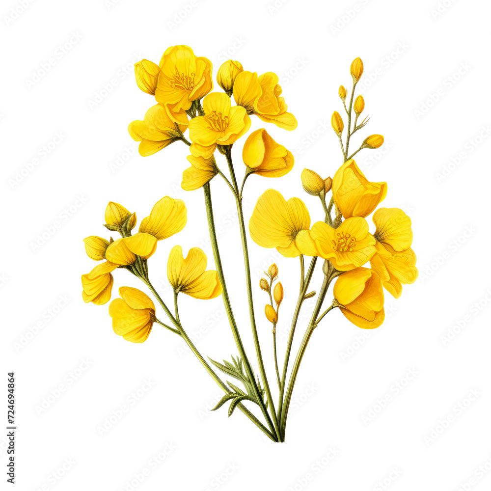 mustard flower isolated on white.