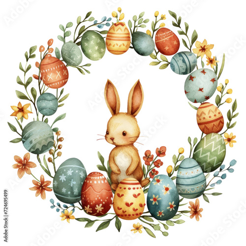 cute pastel colors watercolor easter border isolated