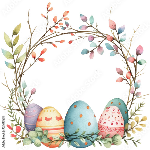 cute pastel colors watercolor easter border isolated