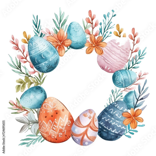 cute pastel colors watercolor easter border isolated